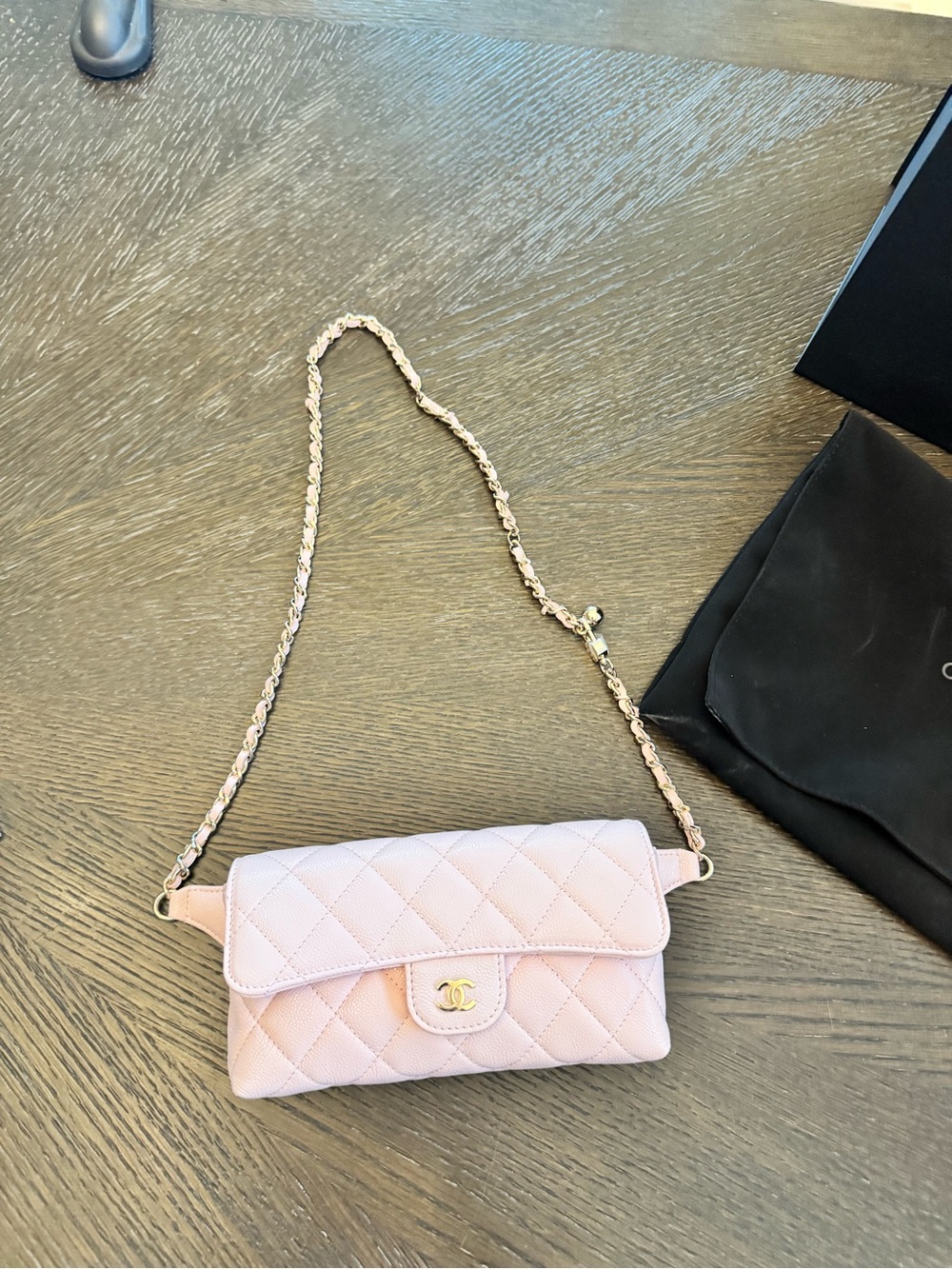 BRAND NEW Chanel Belt WOC in caviar BELT Pink Quilted wallet on chain - Picture 5 of 5